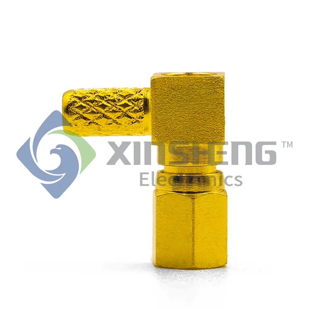 SSMC Female Right Angle Coax Connector Gold Plated (Crimp Type) for RG316 & Similar Cables