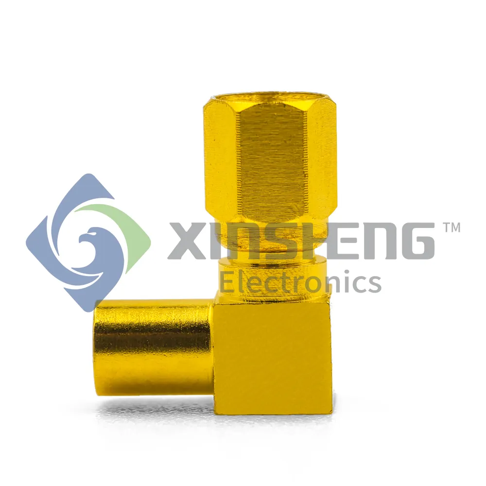 SSMC Female Right Angle Coax Connector Gold Plated for 0.086 S/R & Similar Cables (Solder/Crimp Type)